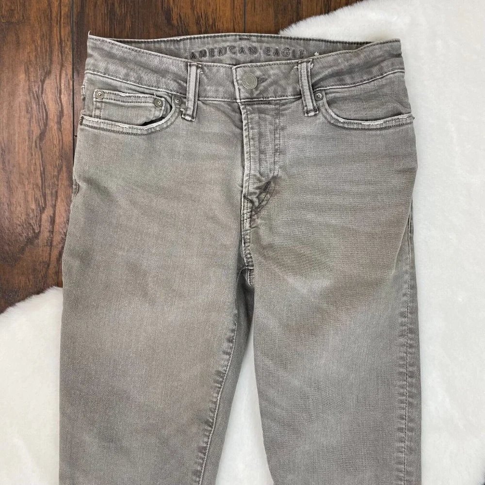 American Eagle Jeans 26x28‎ Slim Leg Gray Stretch Men's